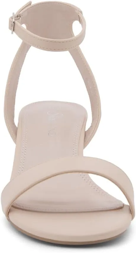 Shoe Land Women's Low Heels  2.75 Inch Chunky Block Heeled Sandals | Clear Sandals, Open Toe Dressy Short Heels with Ankle Strap for Wedding, Prom & Party