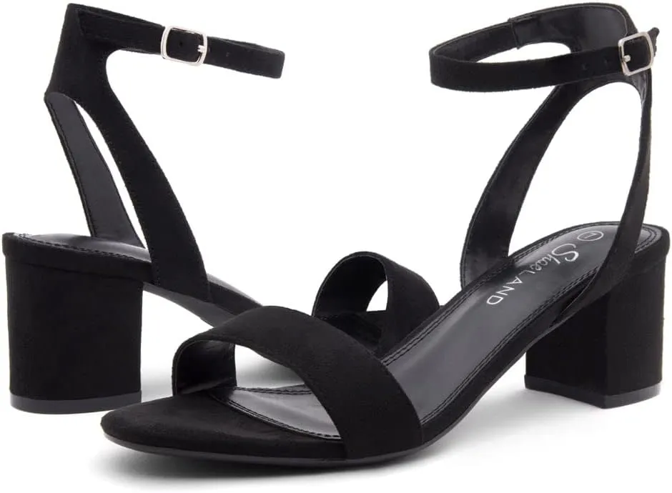Shoe Land Women's Low Heels  2.75 Inch Chunky Block Heeled Sandals | Clear Sandals, Open Toe Dressy Short Heels with Ankle Strap for Wedding, Prom & Party