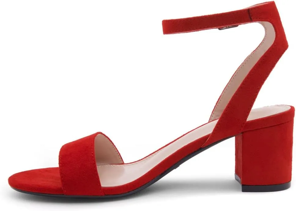 Shoe Land Women's Low Heels  2.75 Inch Chunky Block Heeled Sandals | Clear Sandals, Open Toe Dressy Short Heels with Ankle Strap for Wedding, Prom & Party