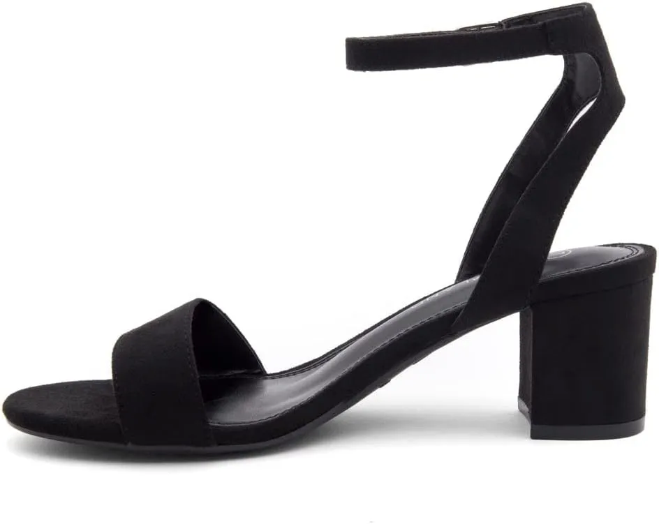 Shoe Land Women's Low Heels  2.75 Inch Chunky Block Heeled Sandals | Clear Sandals, Open Toe Dressy Short Heels with Ankle Strap for Wedding, Prom & Party