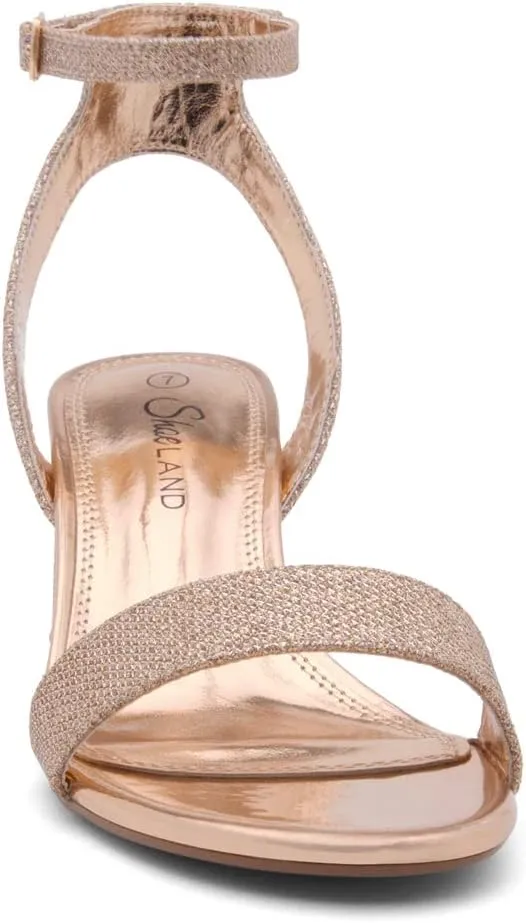 Shoe Land Women's Low Heels  2.75 Inch Chunky Block Heeled Sandals | Clear Sandals, Open Toe Dressy Short Heels with Ankle Strap for Wedding, Prom & Party