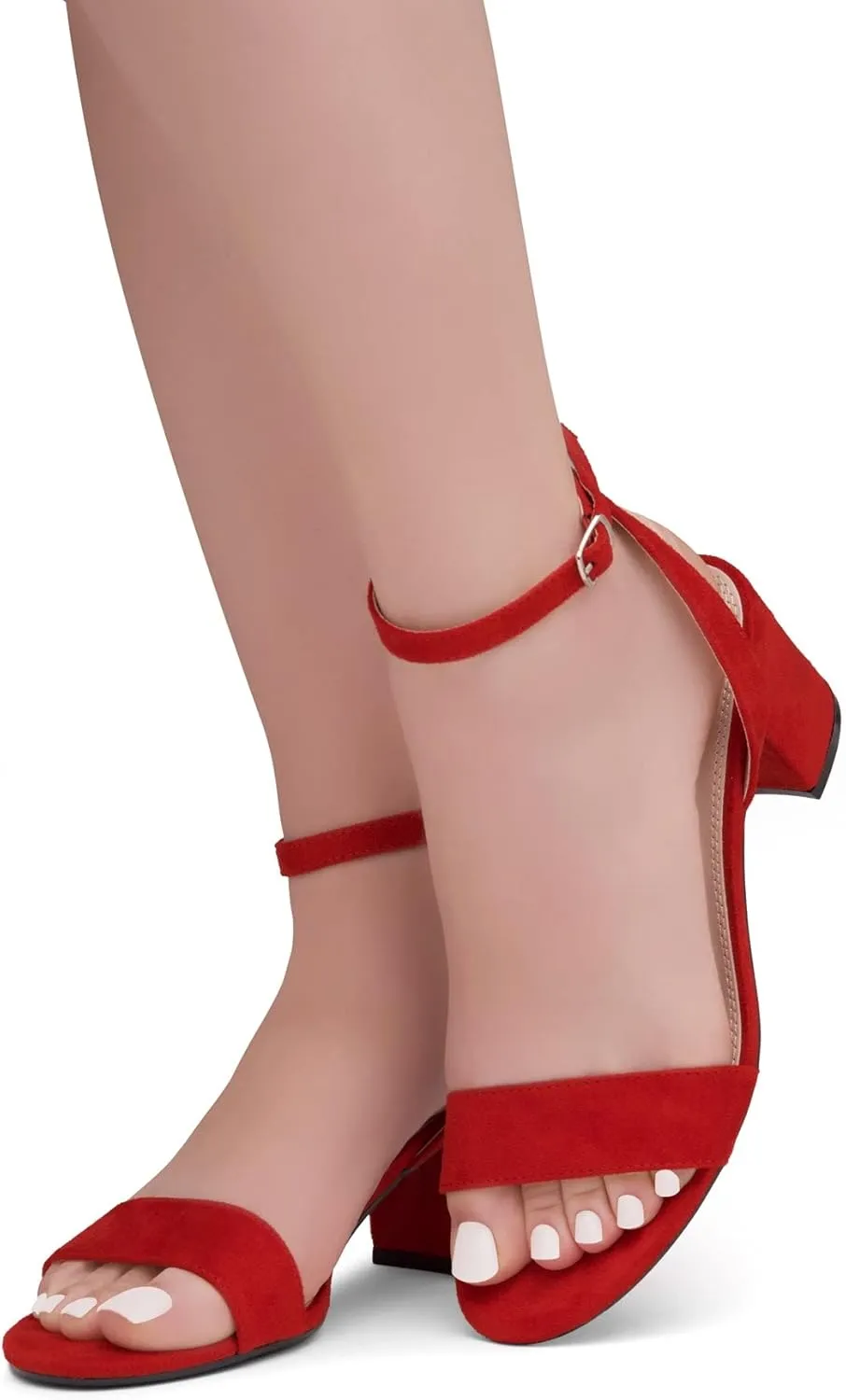 Shoe Land Women's Low Heels  2.75 Inch Chunky Block Heeled Sandals | Clear Sandals, Open Toe Dressy Short Heels with Ankle Strap for Wedding, Prom & Party