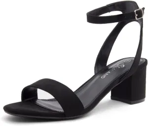 Shoe Land Women's Low Heels  2.75 Inch Chunky Block Heeled Sandals | Clear Sandals, Open Toe Dressy Short Heels with Ankle Strap for Wedding, Prom & Party