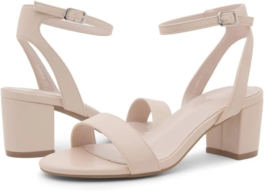 Shoe Land Women's Low Heels  2.75 Inch Chunky Block Heeled Sandals | Clear Sandals, Open Toe Dressy Short Heels with Ankle Strap for Wedding, Prom & Party