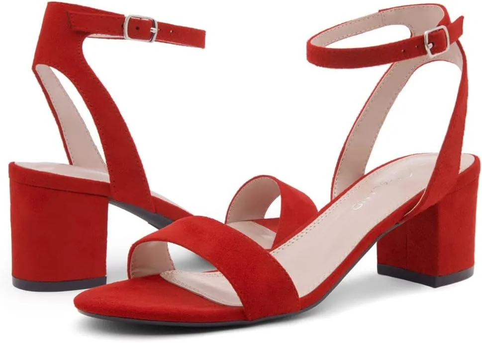 Shoe Land Women's Low Heels  2.75 Inch Chunky Block Heeled Sandals | Clear Sandals, Open Toe Dressy Short Heels with Ankle Strap for Wedding, Prom & Party