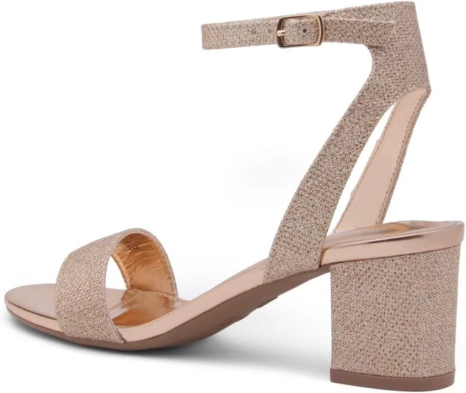 Shoe Land Women's Low Heels  2.75 Inch Chunky Block Heeled Sandals | Clear Sandals, Open Toe Dressy Short Heels with Ankle Strap for Wedding, Prom & Party
