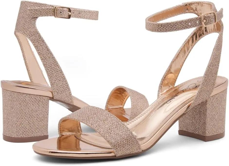 Shoe Land Women's Low Heels  2.75 Inch Chunky Block Heeled Sandals | Clear Sandals, Open Toe Dressy Short Heels with Ankle Strap for Wedding, Prom & Party