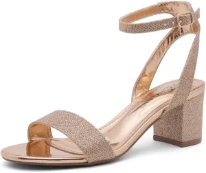 Shoe Land Women's Low Heels  2.75 Inch Chunky Block Heeled Sandals | Clear Sandals, Open Toe Dressy Short Heels with Ankle Strap for Wedding, Prom & Party