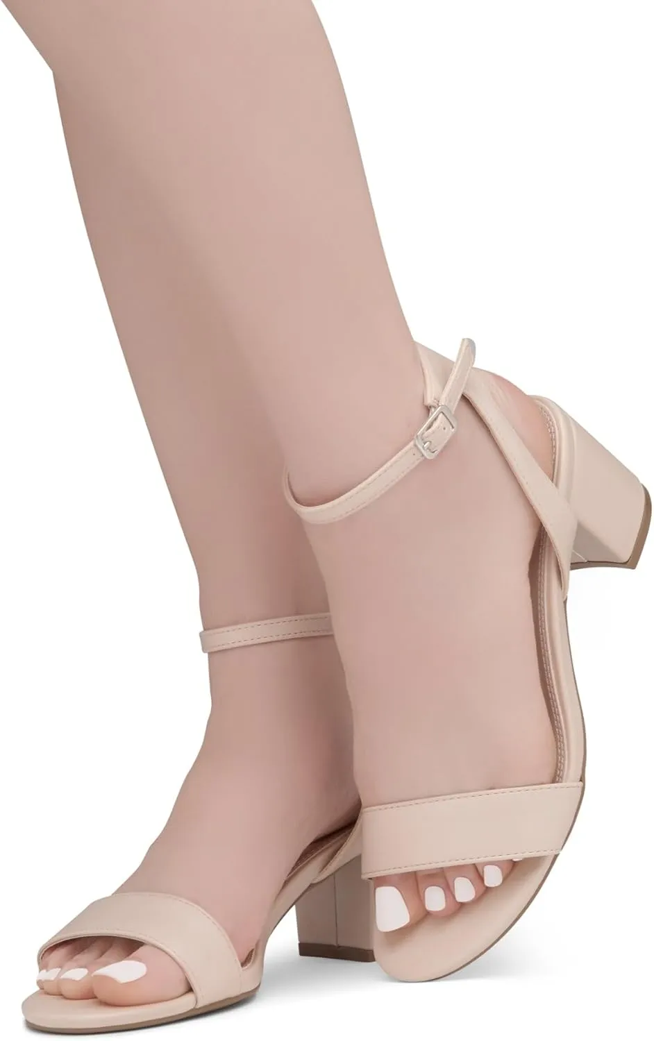Shoe Land Women's Low Heels  2.75 Inch Chunky Block Heeled Sandals | Clear Sandals, Open Toe Dressy Short Heels with Ankle Strap for Wedding, Prom & Party