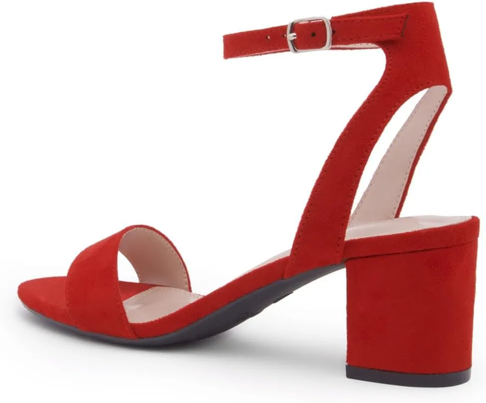 Shoe Land Women's Low Heels  2.75 Inch Chunky Block Heeled Sandals | Clear Sandals, Open Toe Dressy Short Heels with Ankle Strap for Wedding, Prom & Party