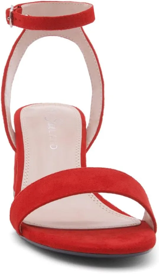 Shoe Land Women's Low Heels  2.75 Inch Chunky Block Heeled Sandals | Clear Sandals, Open Toe Dressy Short Heels with Ankle Strap for Wedding, Prom & Party