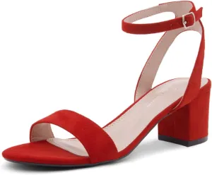 Shoe Land Women's Low Heels  2.75 Inch Chunky Block Heeled Sandals | Clear Sandals, Open Toe Dressy Short Heels with Ankle Strap for Wedding, Prom & Party