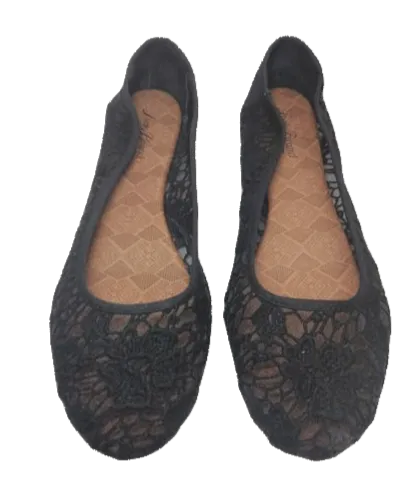Shoes Lucky Black Lace Flats Size 10 SKU 000131