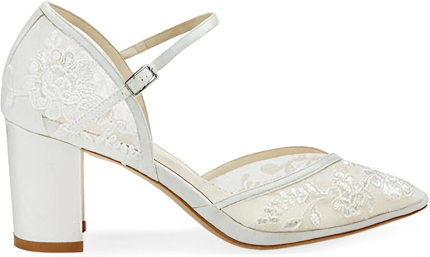 SIFIEELAR Womens LOW HEEL Sandals Ankle Strap Pointed Toe Sandals mesh wedding Party embroidery Shoes