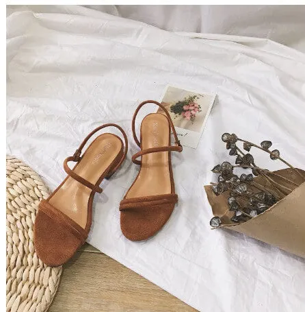 Simple Style Chunky Heels Square Open Toe Sandals