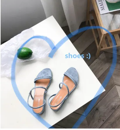Simple Style Chunky Heels Square Open Toe Sandals