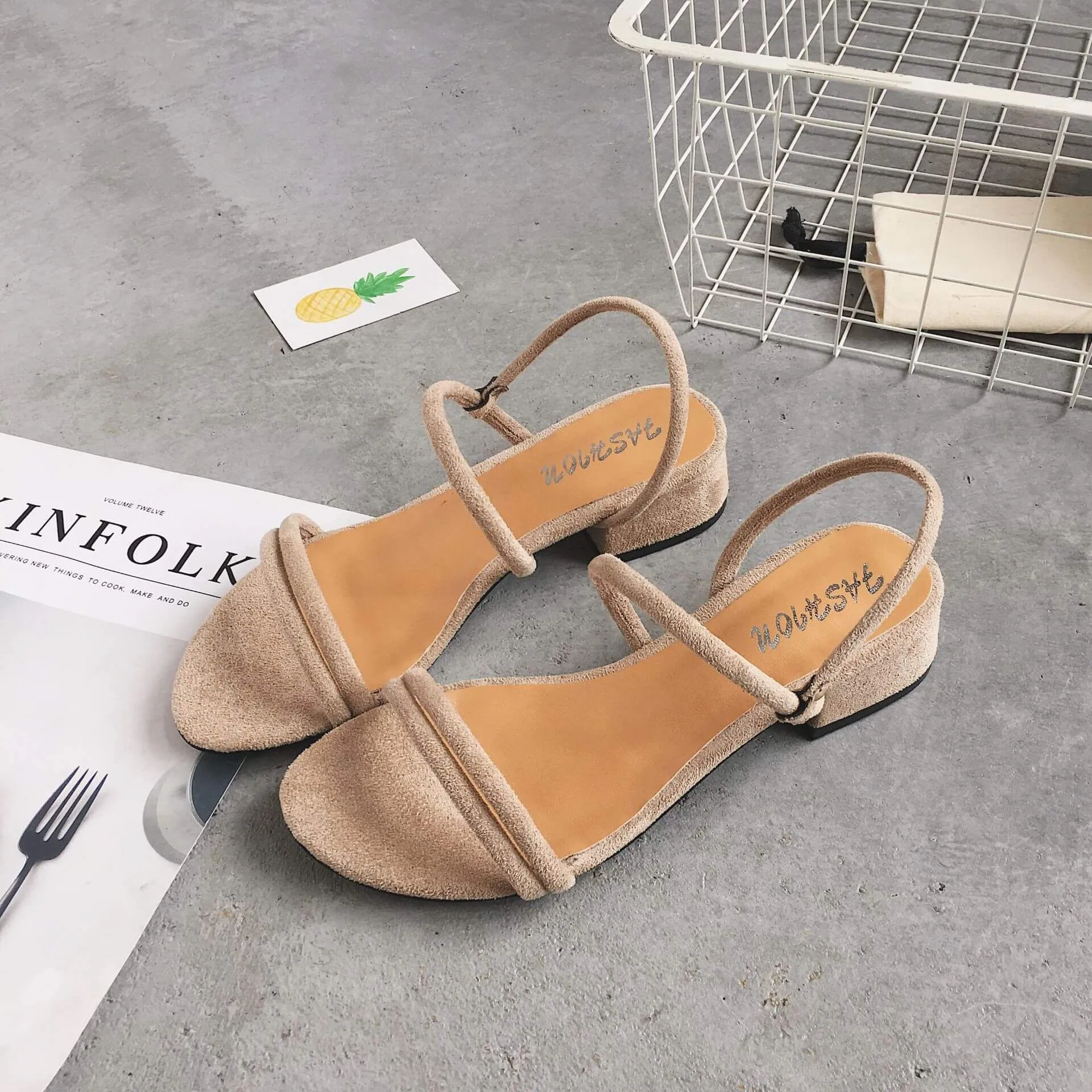 Simple Style Chunky Heels Square Open Toe Sandals