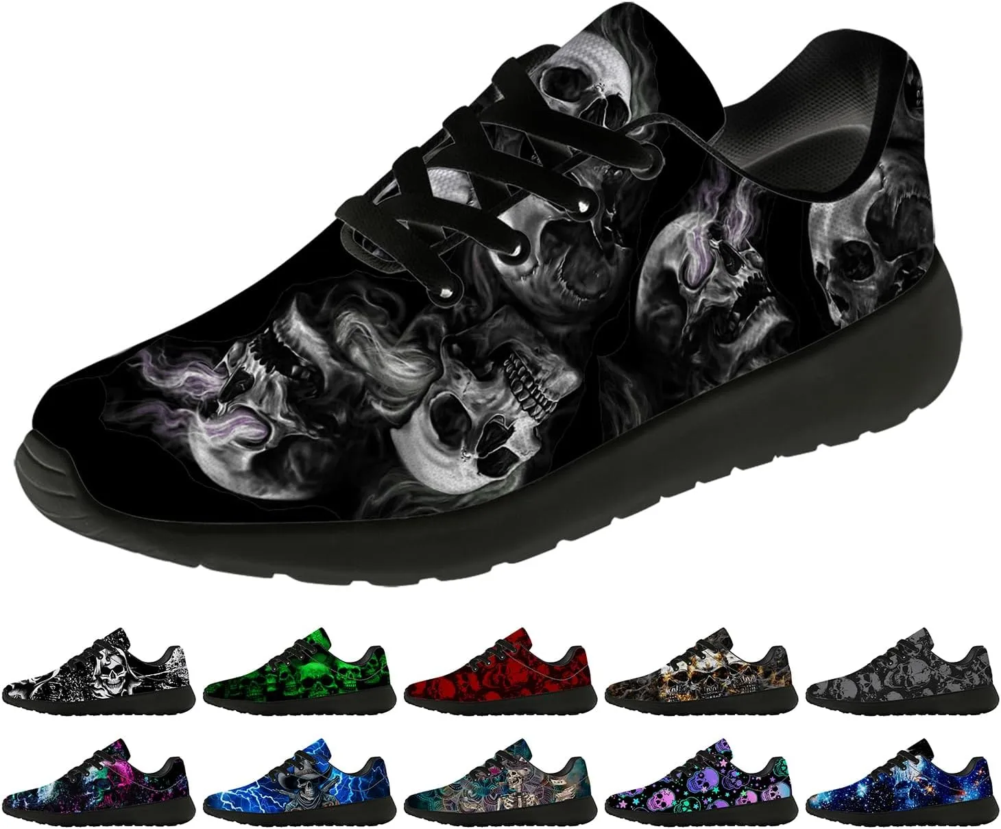Skull Shoes for Women Men Running Shoes Lightweight Tennis Sneakers Gifts for Him Her