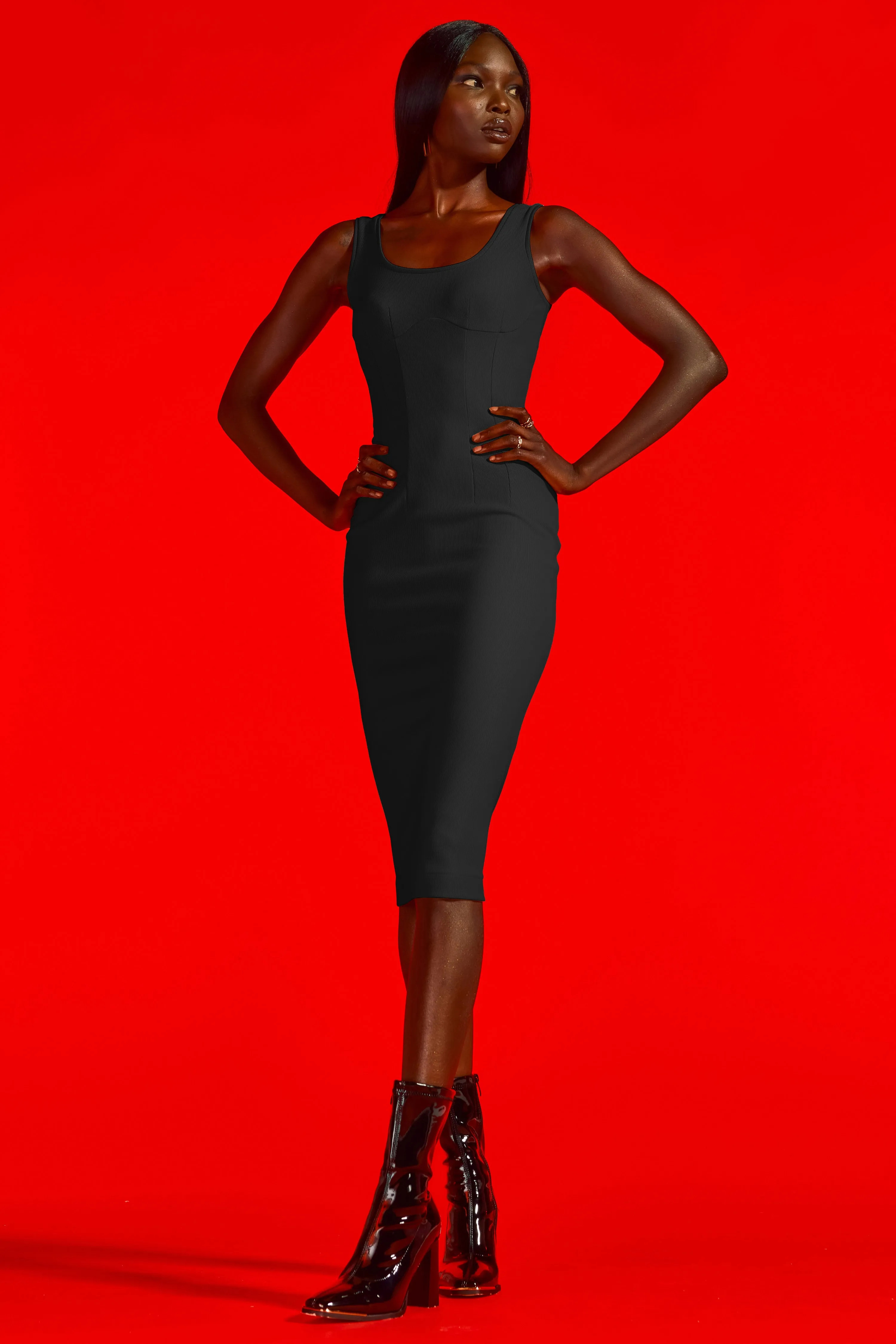 Sleeveless Ribbed Midi Dress