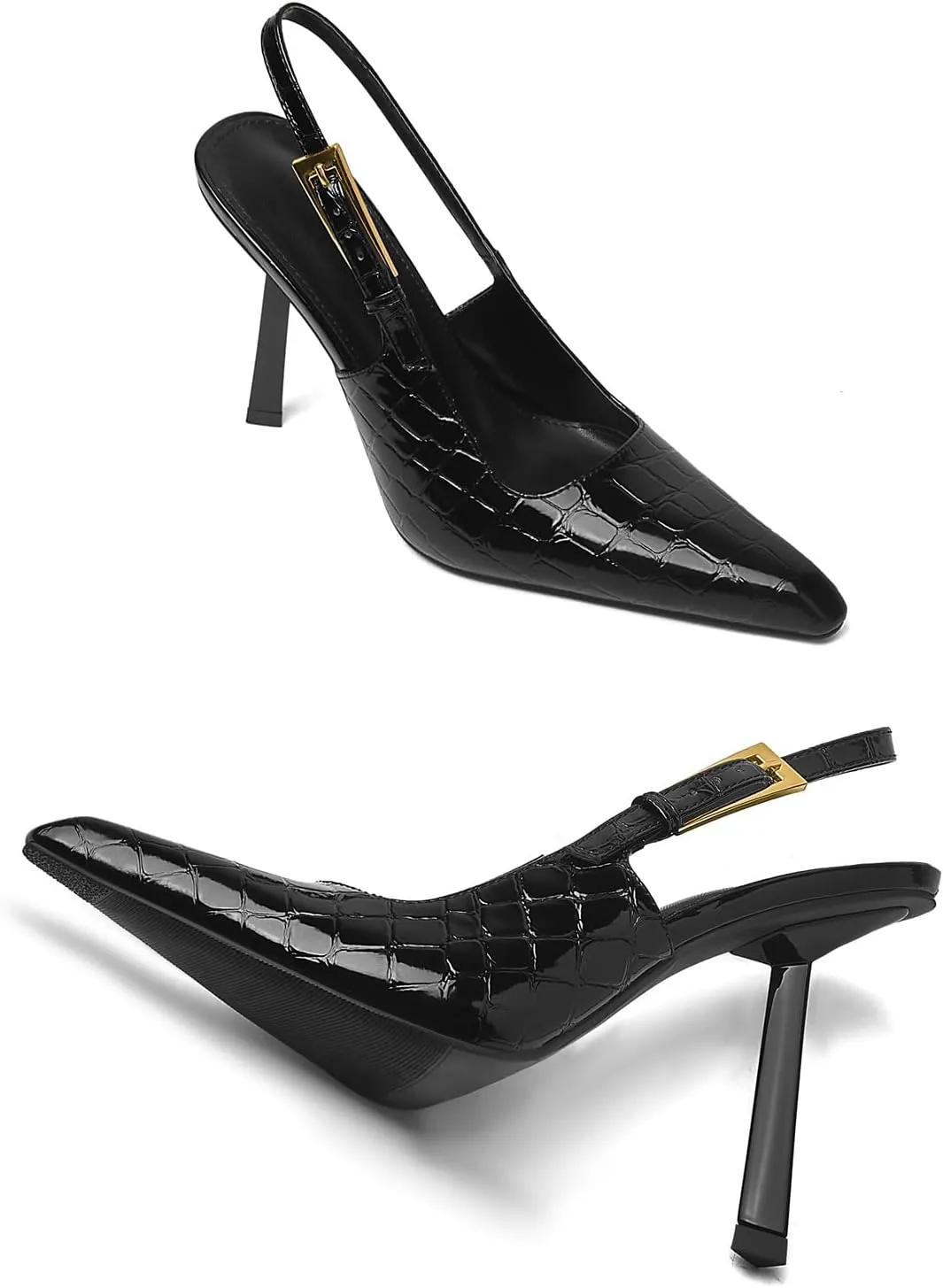 Slingback Kitten Heels Pointed Closed Toe Pumps for Women, Stiletto 4Inch High Heeled Sandals for Wedding Bride Prom Party Dress Shoes