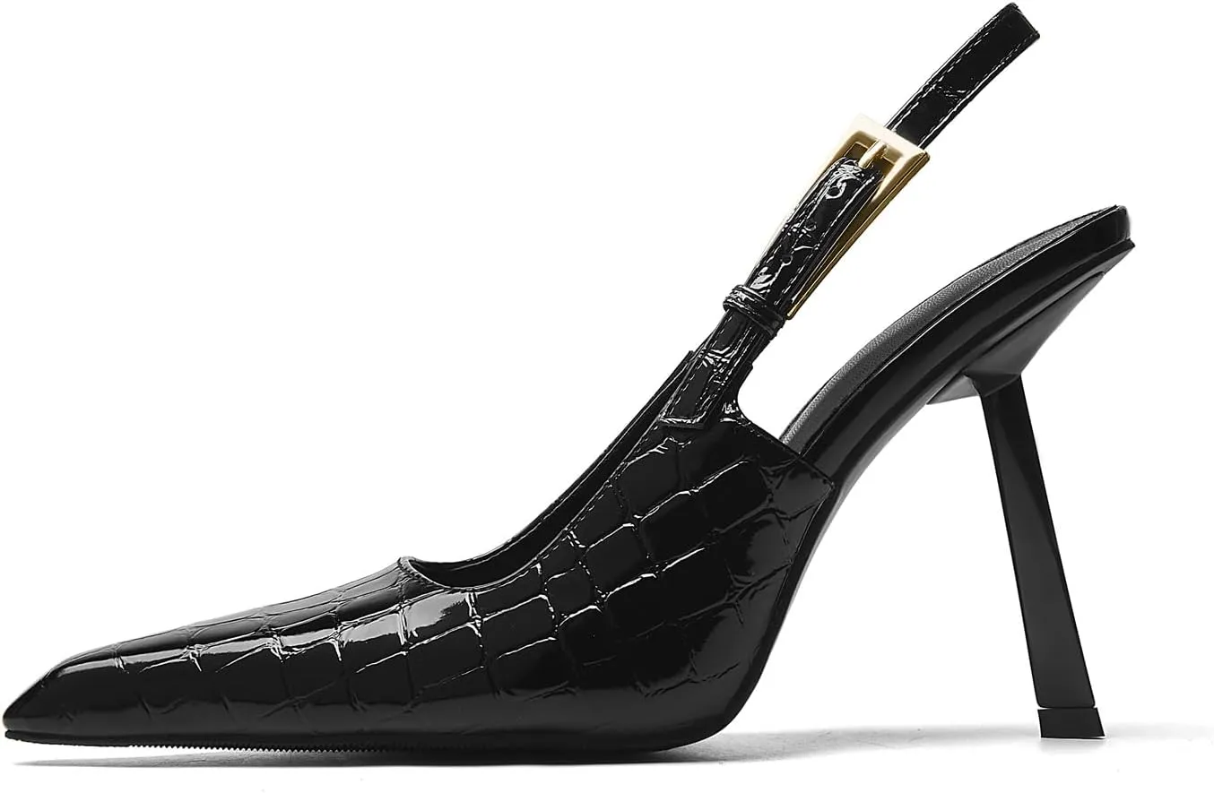 Slingback Kitten Heels Pointed Closed Toe Pumps for Women, Stiletto 4Inch High Heeled Sandals for Wedding Bride Prom Party Dress Shoes