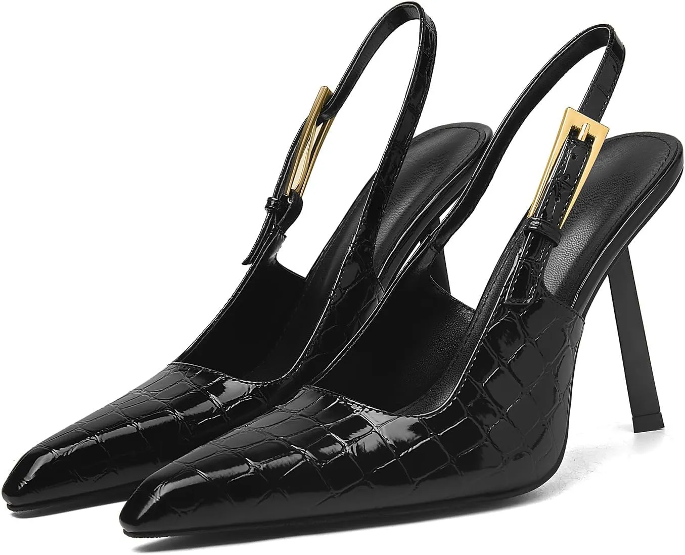 Slingback Kitten Heels Pointed Closed Toe Pumps for Women, Stiletto 4Inch High Heeled Sandals for Wedding Bride Prom Party Dress Shoes