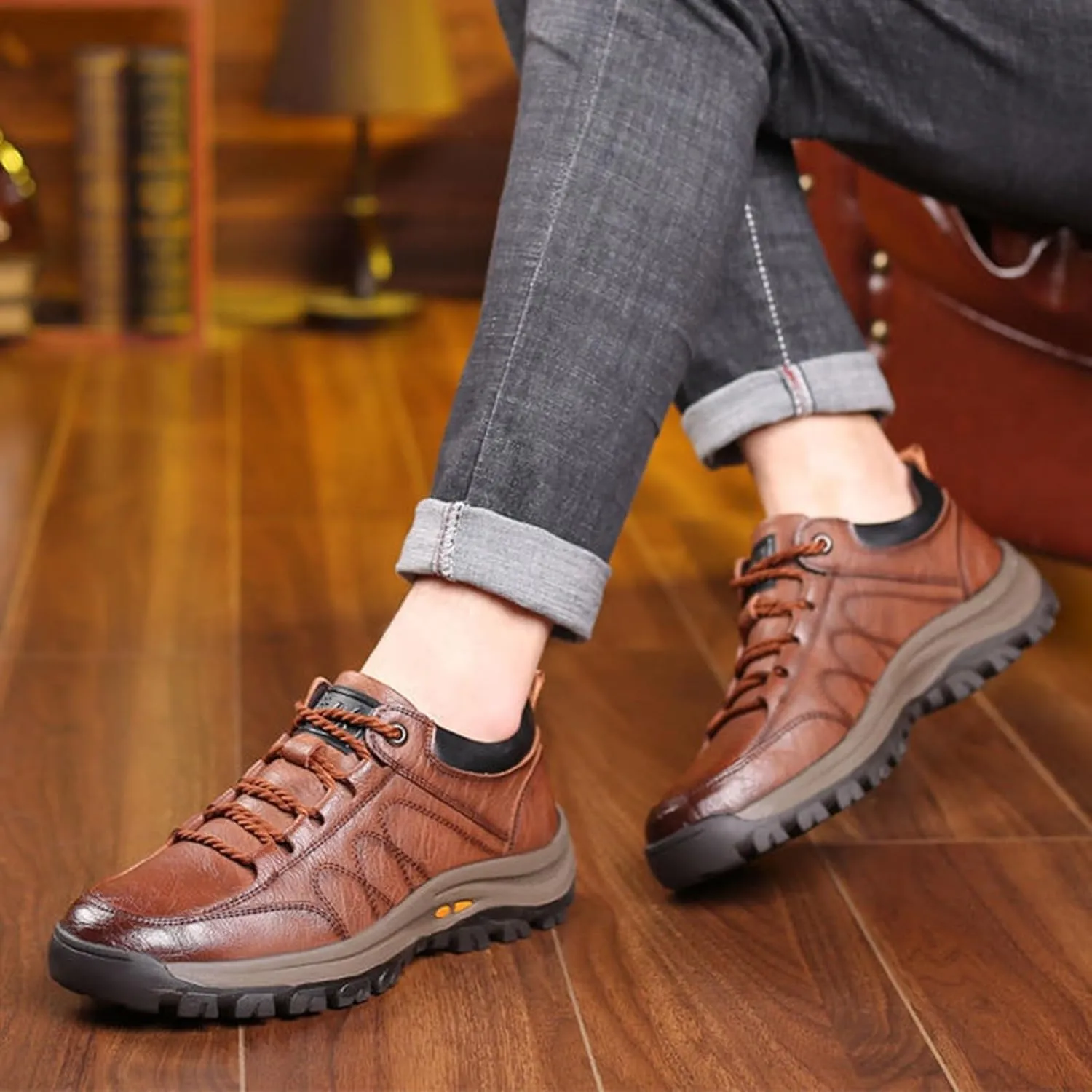 Slip on Walking Shoes for Men PU Leather Comfort Memory Foam Breathable Mesh Fashion Sneakers Non Slip Arch Support Cushioning Workout Tennis Shoes Wide Width