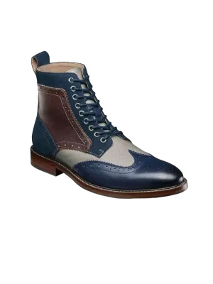Stacy Adams Blue Grey Men's Wingtip Lace-Up Casual Boot Genuine Leather
