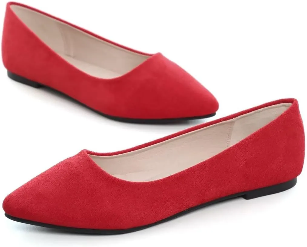Stunner Womens Ballet Flats Comfortable Pointed Toe Slip On Memory Foam Flats Shoes
