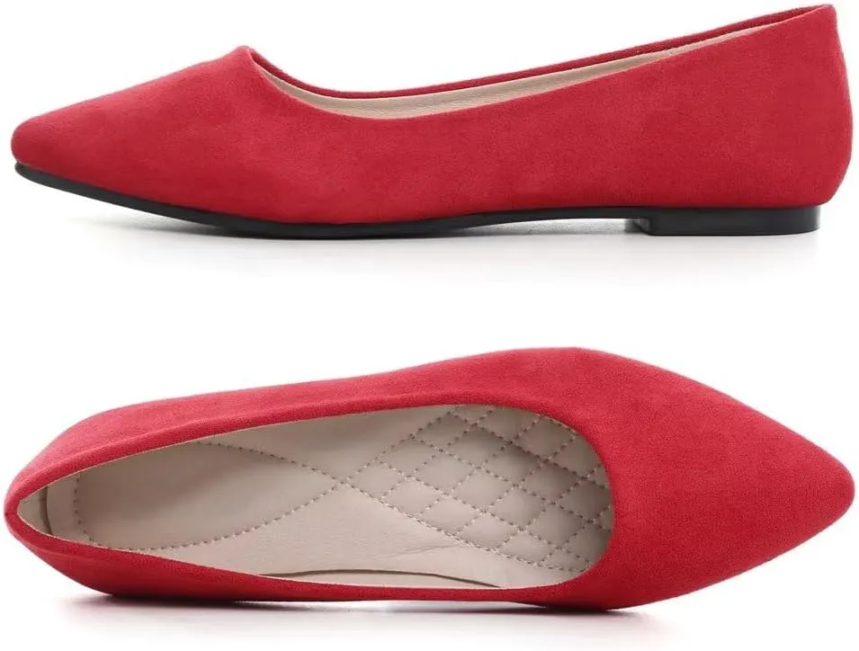 Stunner Womens Ballet Flats Comfortable Pointed Toe Slip On Memory Foam Flats Shoes