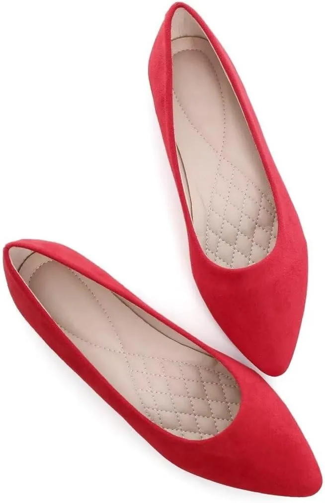 Stunner Womens Ballet Flats Comfortable Pointed Toe Slip On Memory Foam Flats Shoes