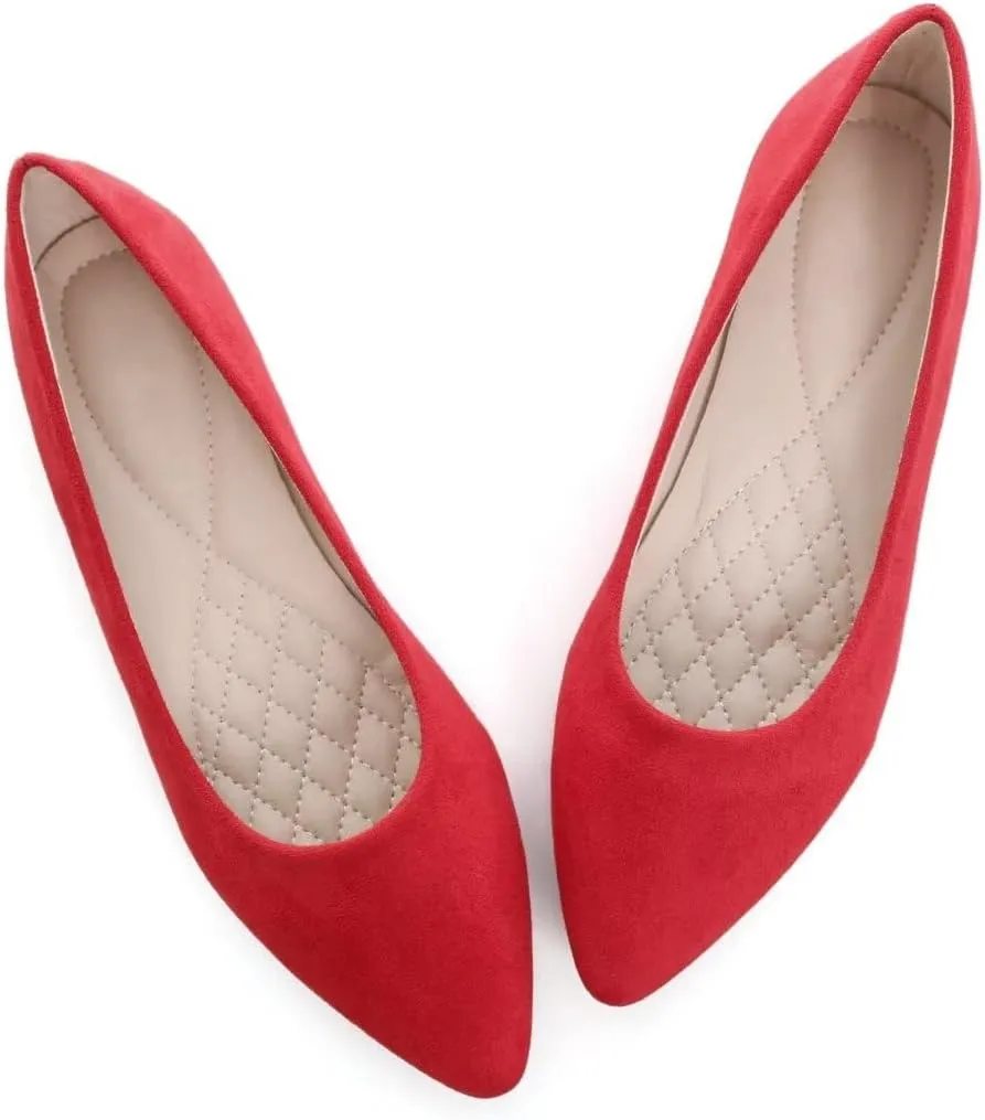 Stunner Womens Ballet Flats Comfortable Pointed Toe Slip On Memory Foam Flats Shoes