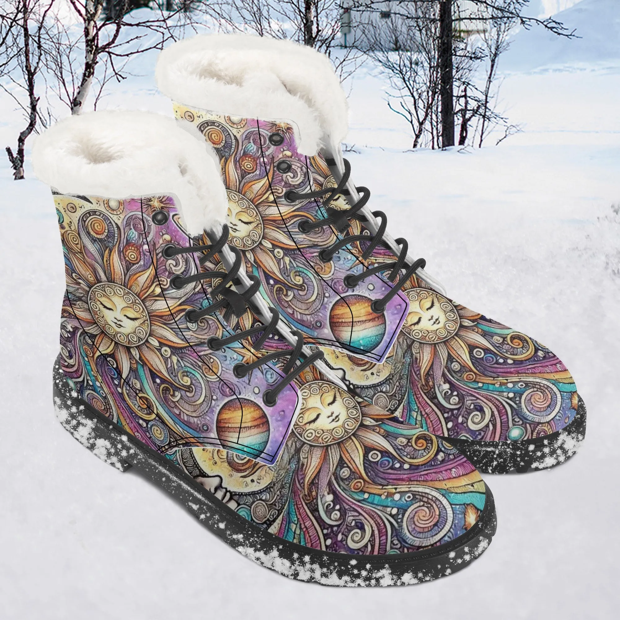 Sun & Planets Faux Fur Leather Boots