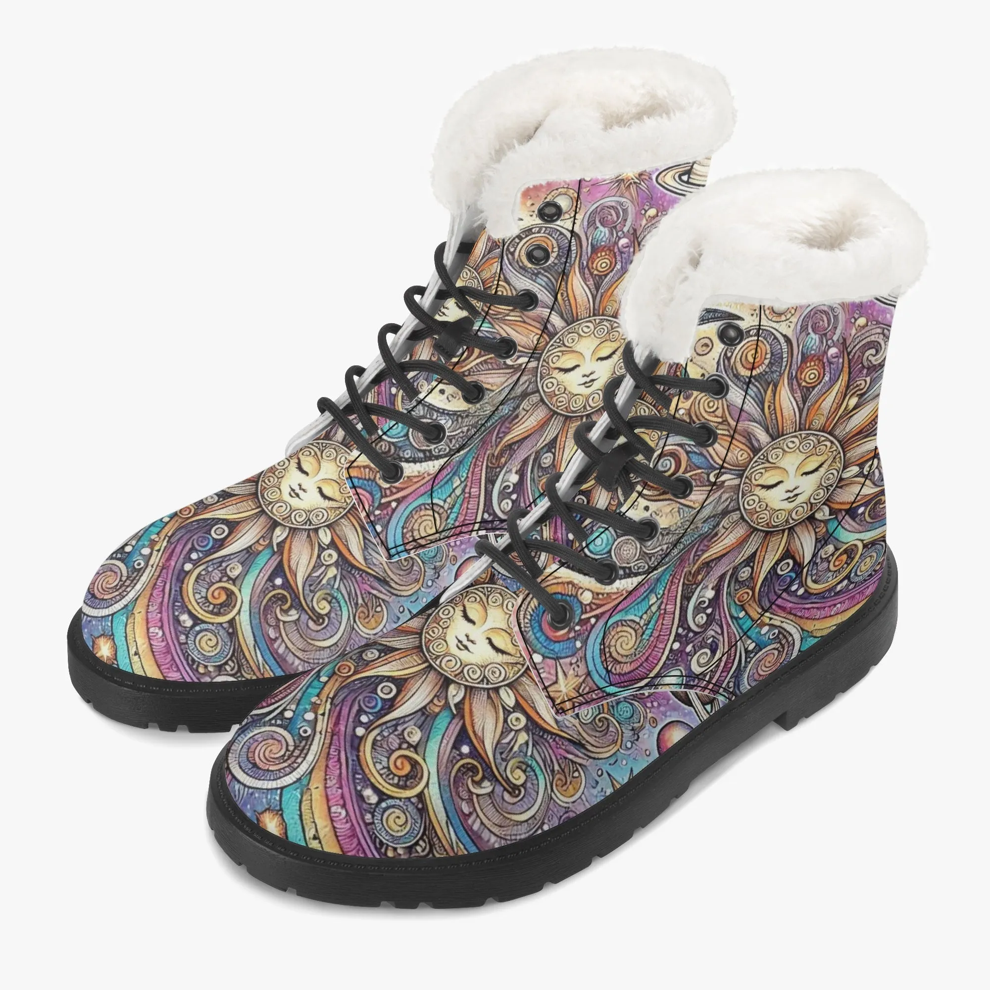 Sun & Planets Faux Fur Leather Boots