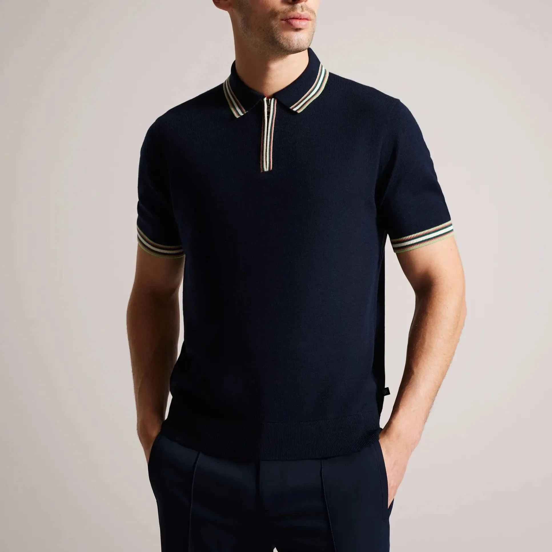 Ted Baker Pierot Trim Polo Shirt Navy