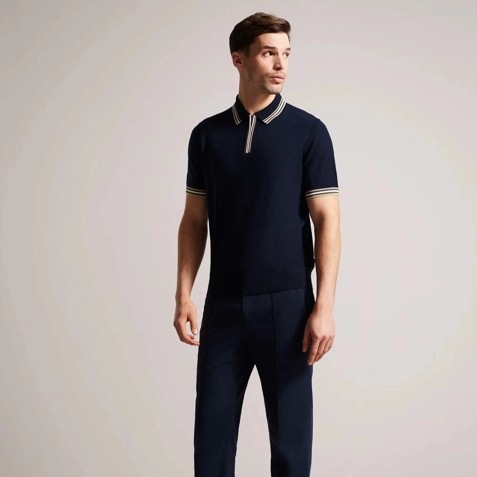 Ted Baker Pierot Trim Polo Shirt Navy