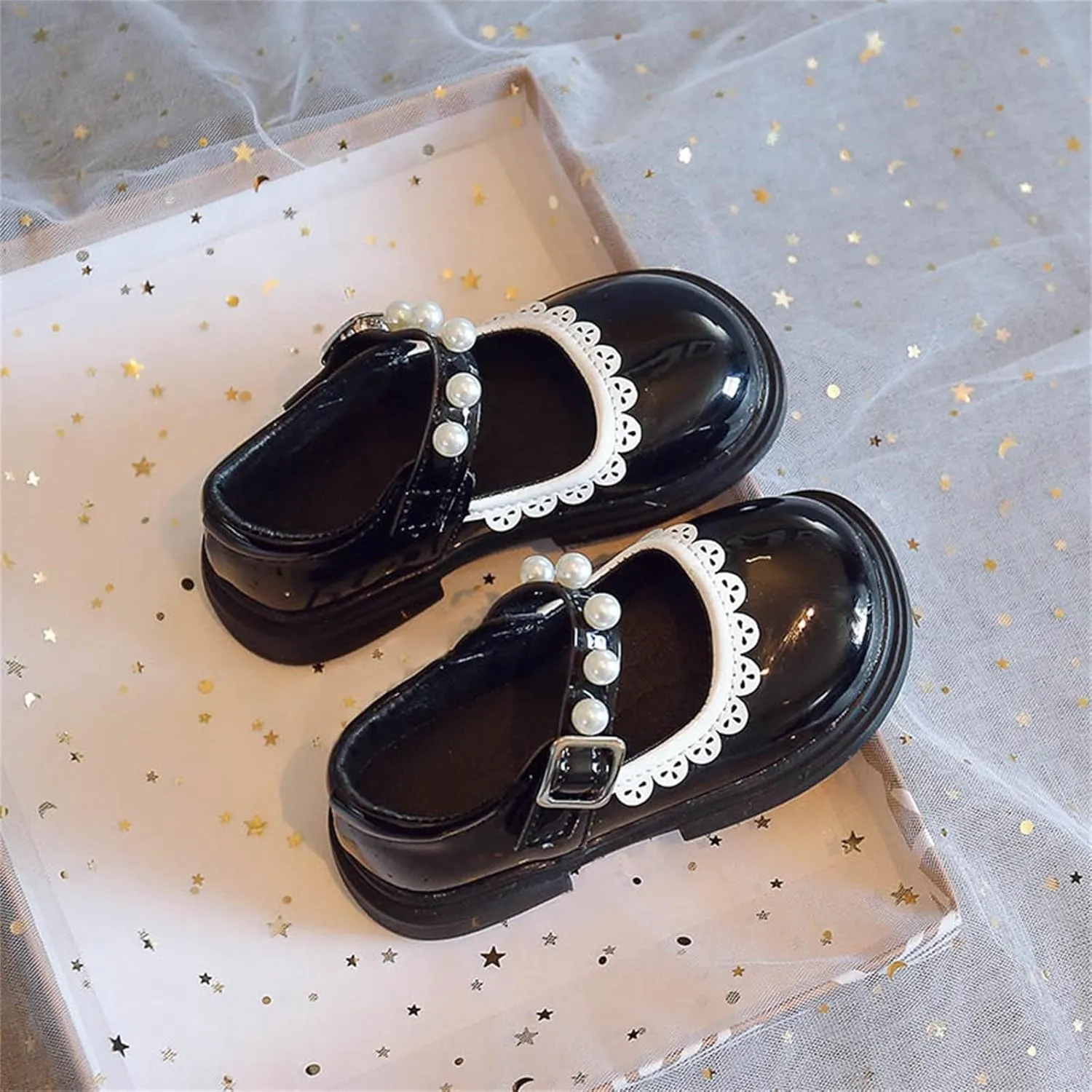 Toddler Baby Girls Dress Shoes Wedding Party School Ankle Strap Ballet Flats Shoes Little Girls Flower Girl Shoes