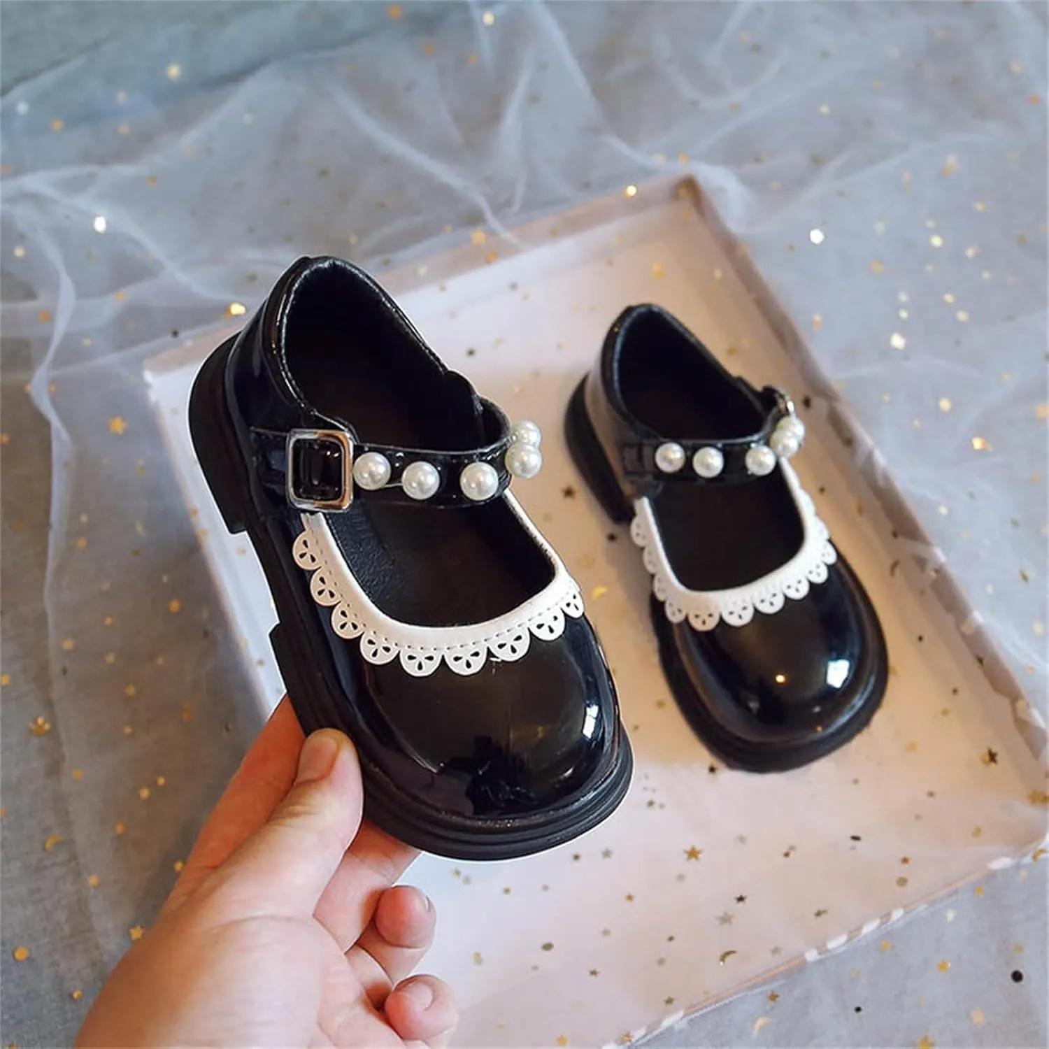 Toddler Baby Girls Dress Shoes Wedding Party School Ankle Strap Ballet Flats Shoes Little Girls Flower Girl Shoes