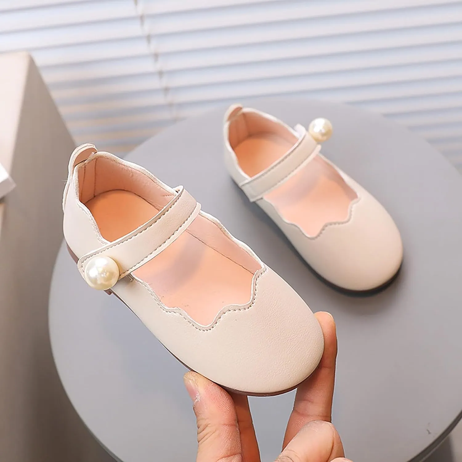 Toddler Flower Girls Dress Shoes, Mary Jane Ballet Flats for Party School Wedding Low Heels Baby Dress Shoes Girl