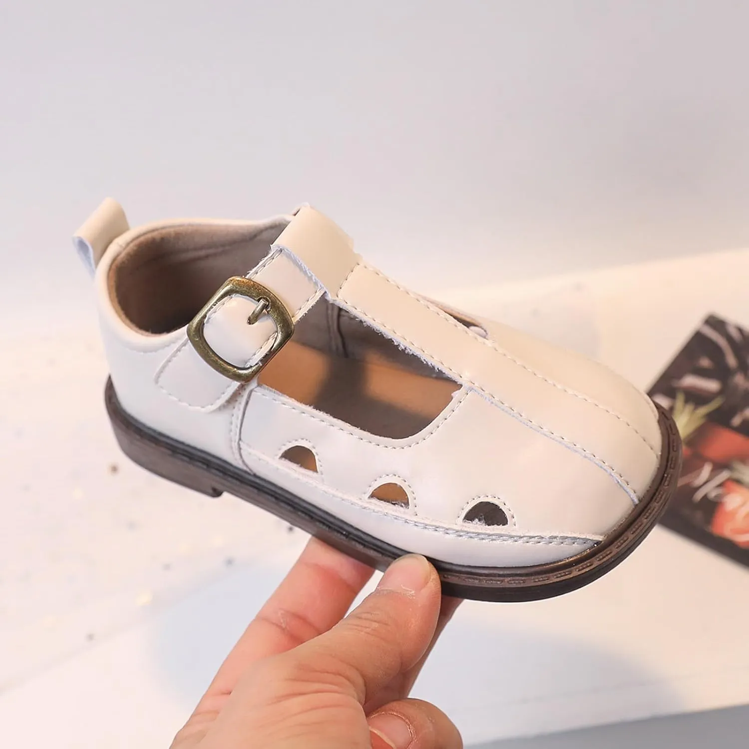 Toddler Girl Mary Jane Dress Shoes Hollowed Slip On Shoes School Oxford Flats for Girl T-Strap Party Shoes