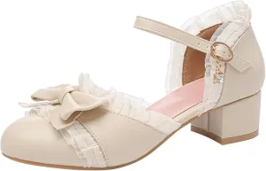 Toddler Girls Bow Tie Dress Shoes Heels Flower Girl Wedding High School Prom Shoes Ankle Beach Sandals Toddler