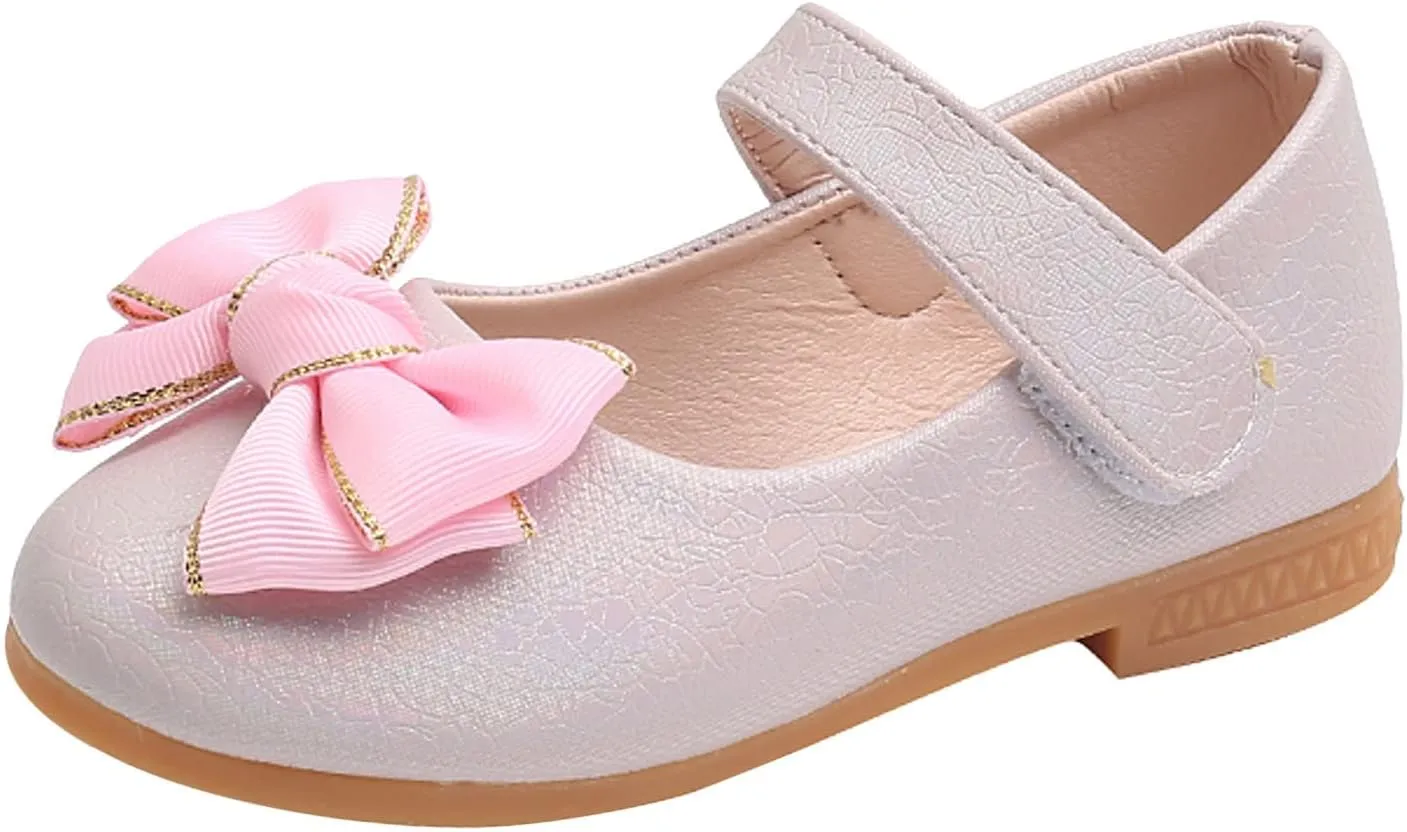 Toddler Girls Dress Shoes Flower Girl Little Kids Mary Jane Ballet Flats Bows Wedding Party Girl Mary Jane Shoes