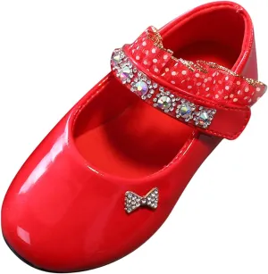 Toddler Girls Mary Jane Dress Shoes Rhinstones Ballet Flats Flower Girl School Party Wedding Shoes
