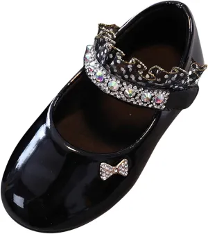 Toddler Girls Mary Jane Dress Shoes Rhinstones Ballet Flats Flower Girl School Party Wedding Shoes