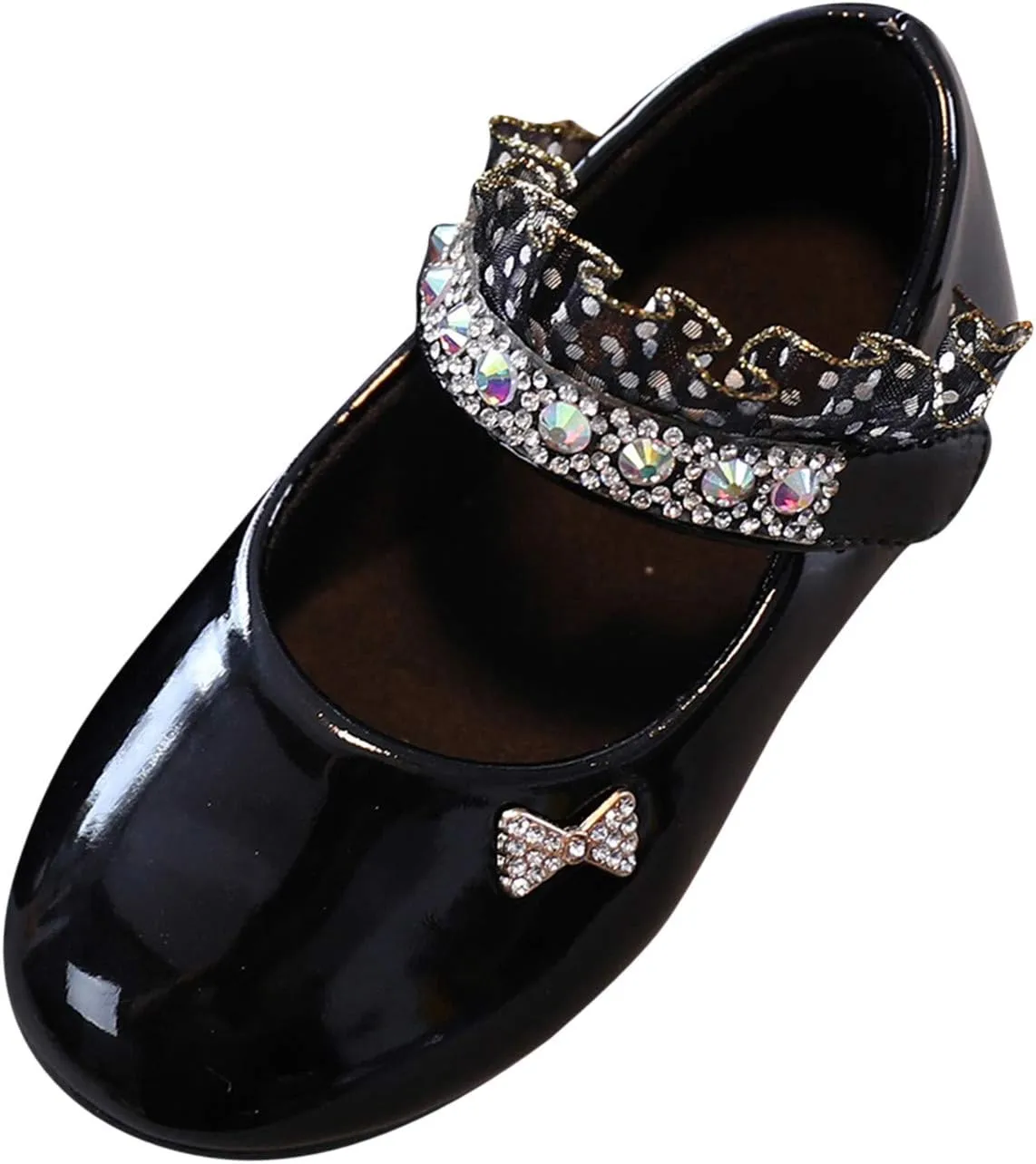 Toddler Girls Mary Jane Dress Shoes Rhinstones Ballet Flats Flower Girl School Party Wedding Shoes