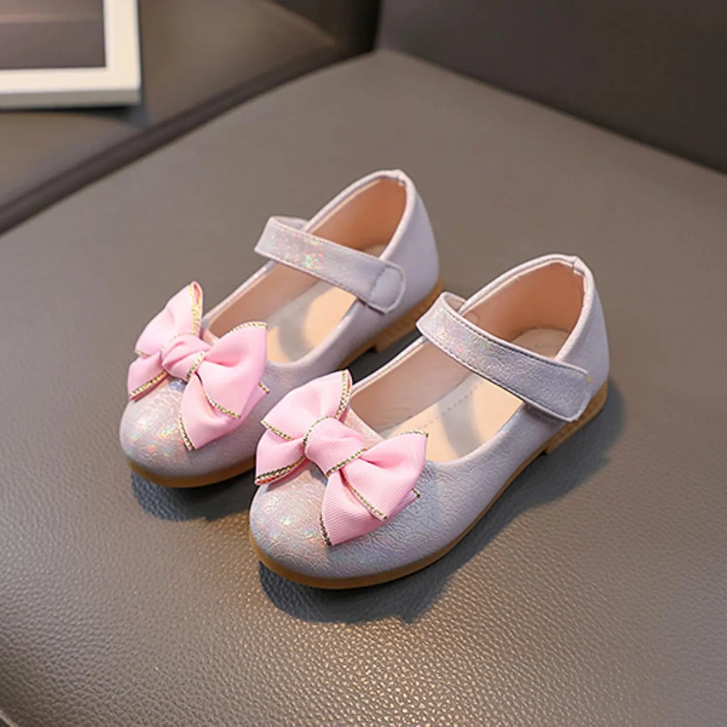 Toddler Girls Mary Jane Toddler Flower Girl Dress Shoes Little Girl Ballet Flats Bow Strap for Wedding Party School