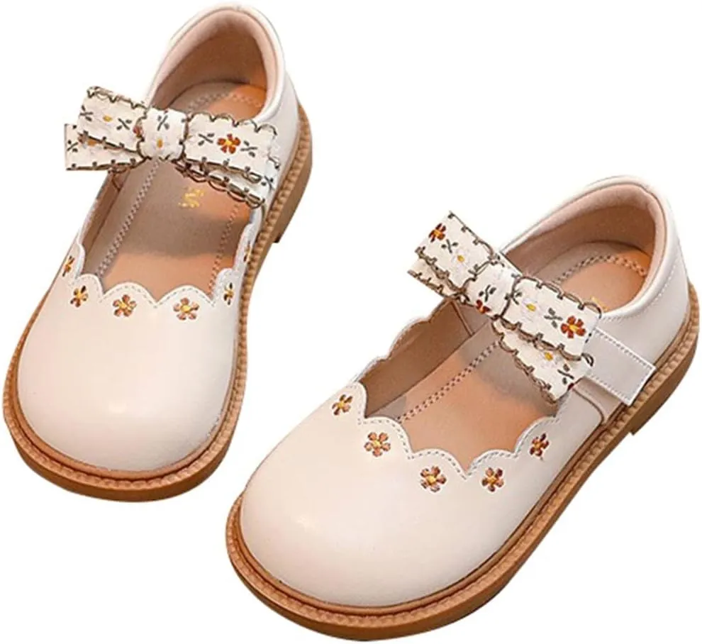 Toddler Little Kid Girl's Dress Mary Jane Ballet Flats Bow Flower Girl School Wedding Party Ballerina Flat Shoes