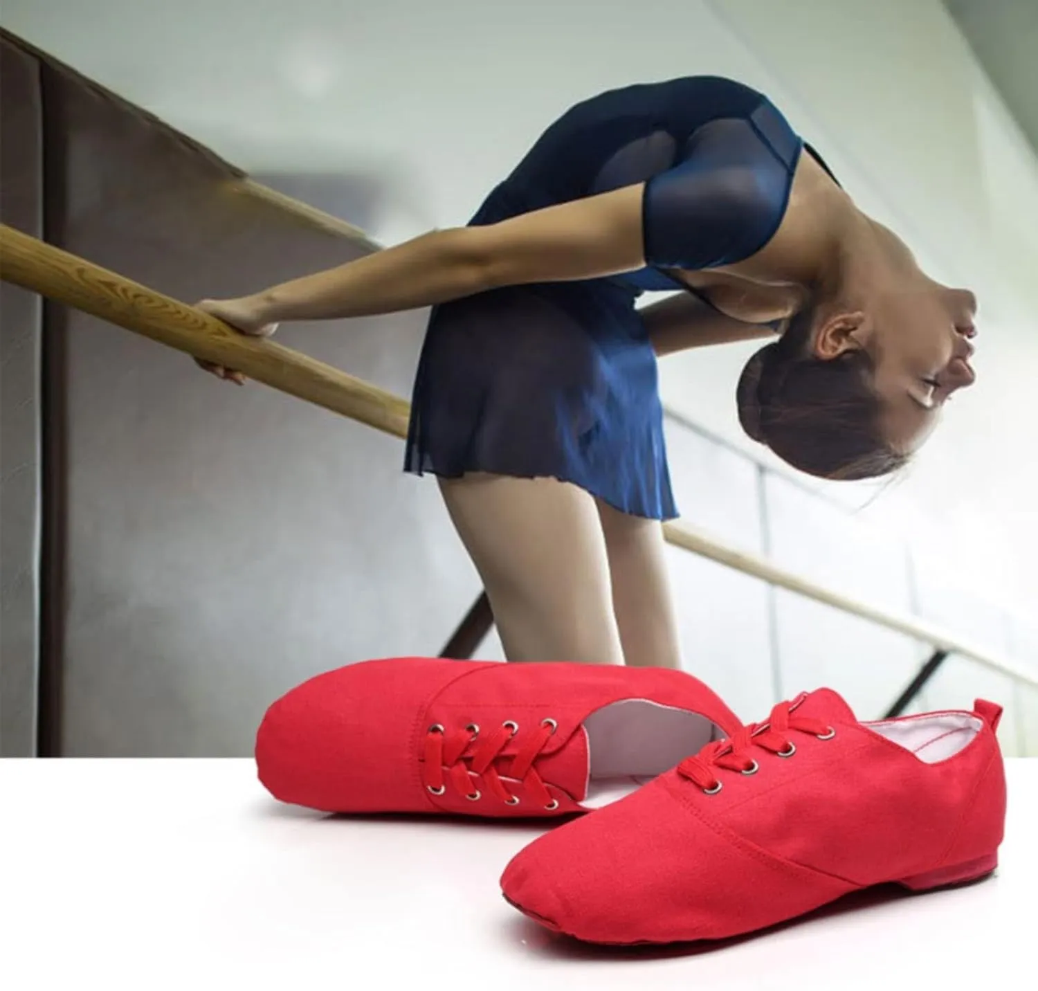 Unisex Kids Lace-up Jazz Dance Shoes Canvas Sneakers Soft Leather Split Sole Ballet Boots for Girls Boys Pg1 Kids