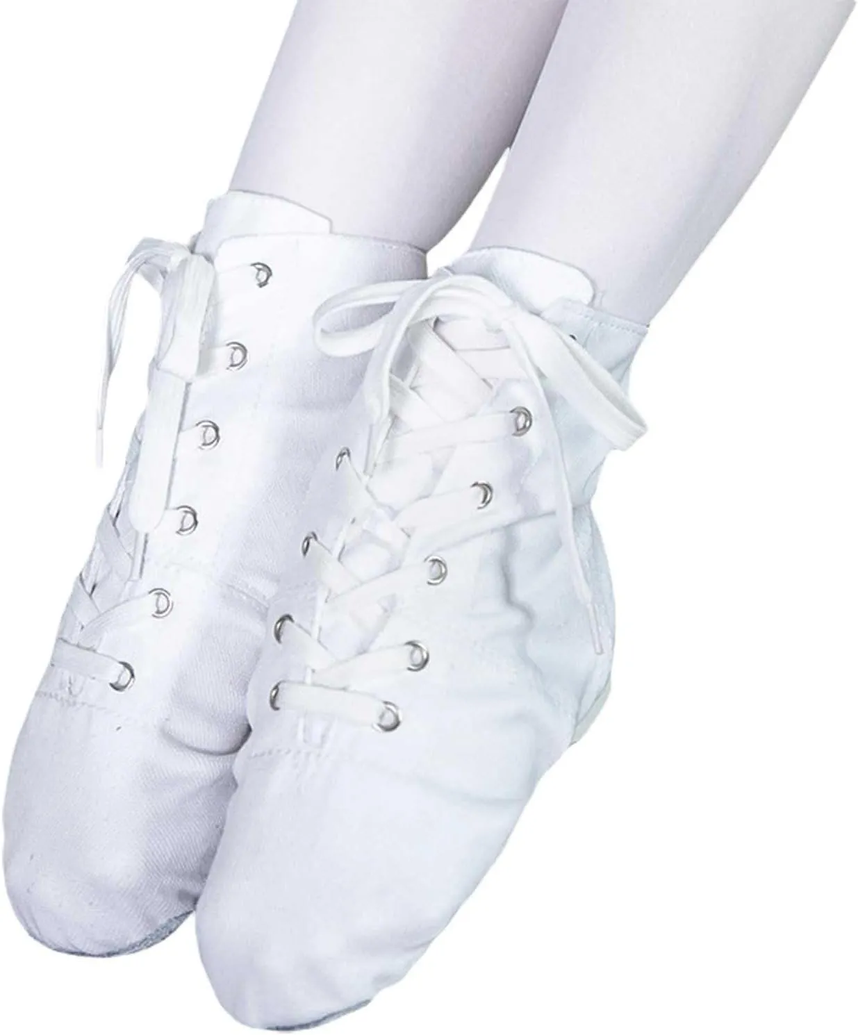 Unisex Kids Lace-up Jazz Dance Shoes Canvas Sneakers Soft Leather Split Sole Ballet Boots for Girls Boys Pg1 Kids