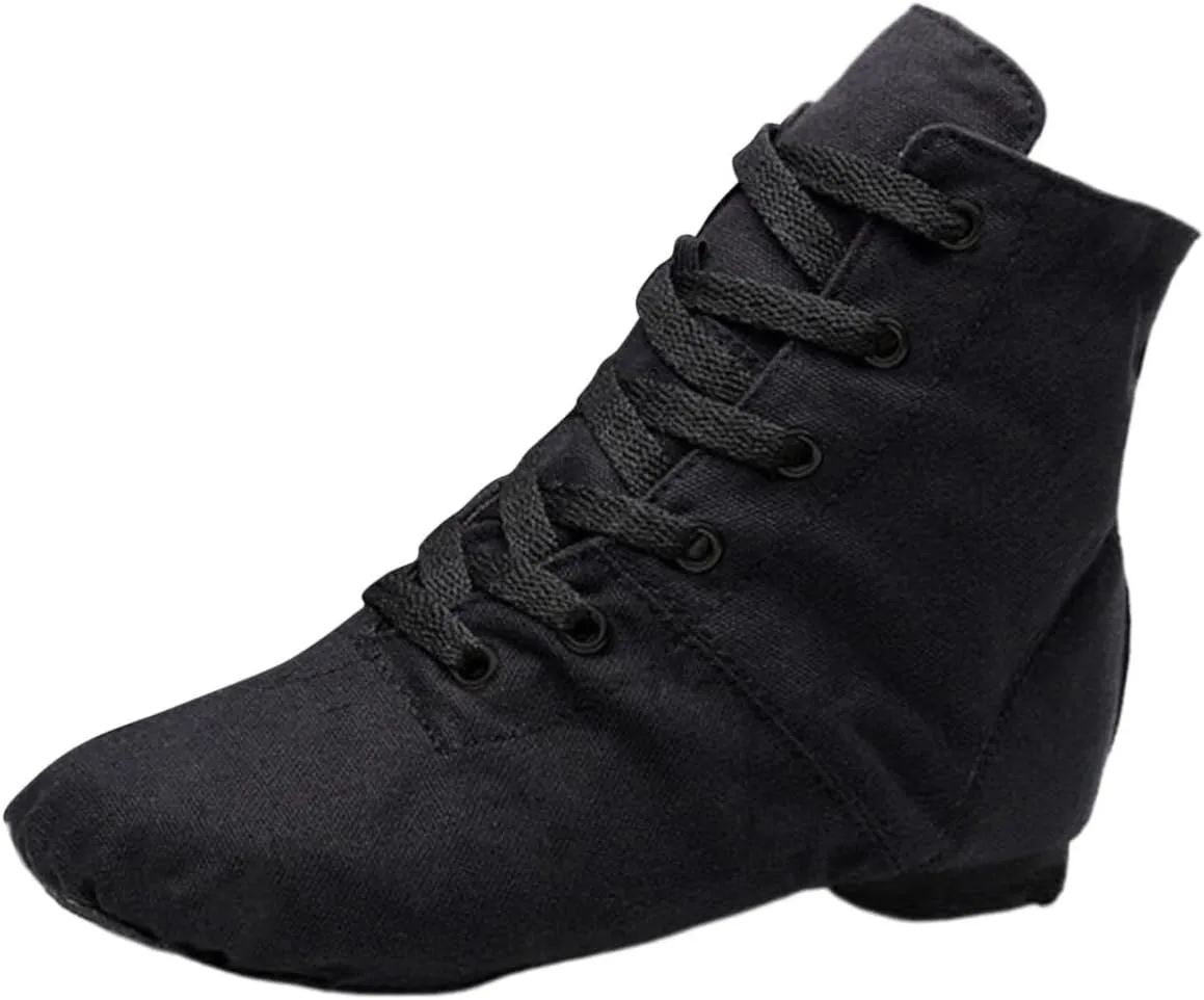 Unisex Kids Lace-up Jazz Dance Shoes Canvas Sneakers Soft Leather Split Sole Ballet Boots for Girls Boys Pg1 Kids